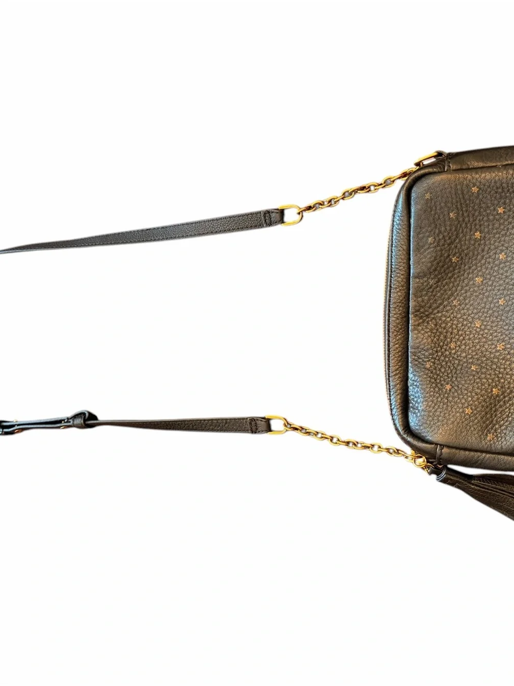 HOBO Black Star-Print Crossbody with Gold Chain Detail